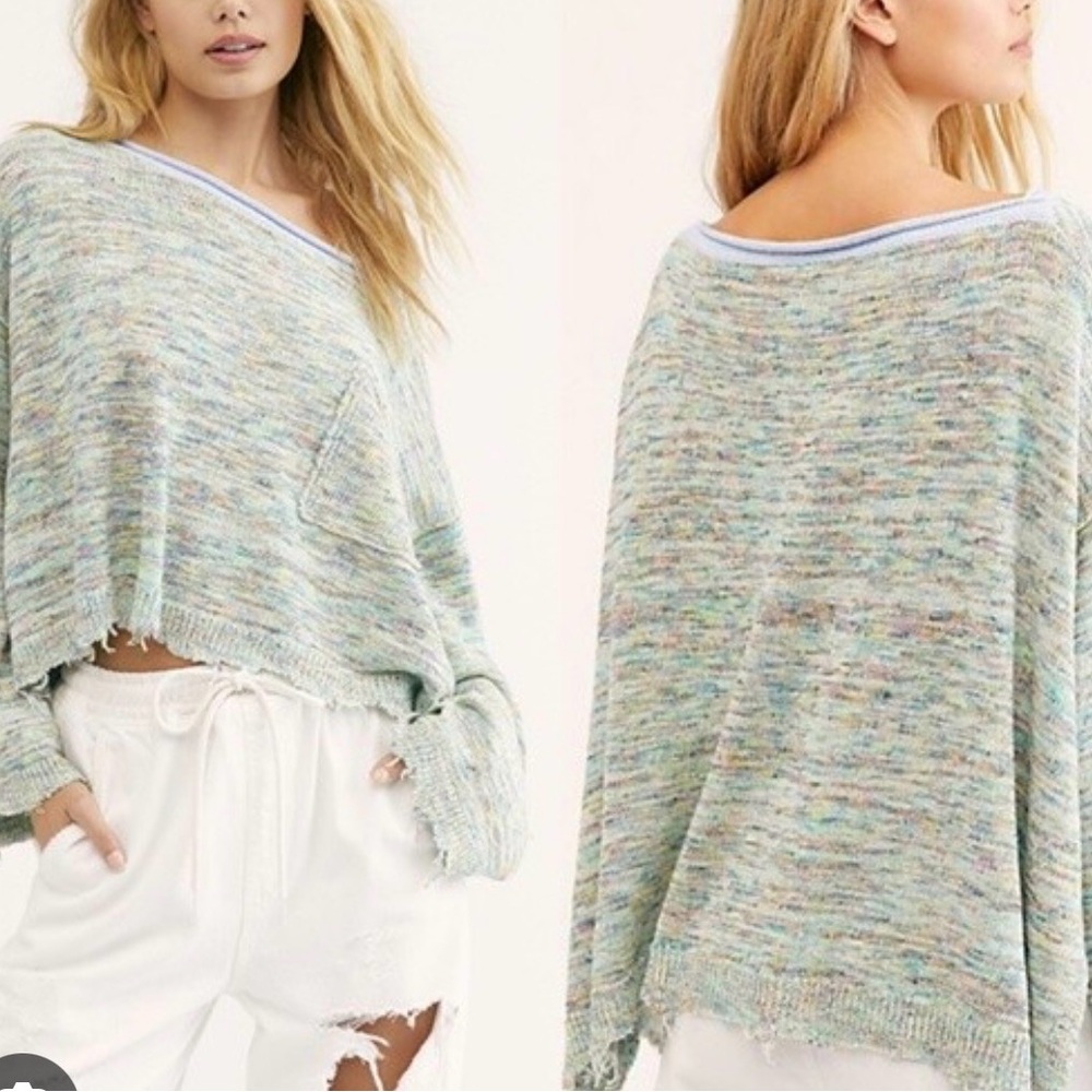 Free People Prism Oversized Multicolor Knit Sweater Size Small